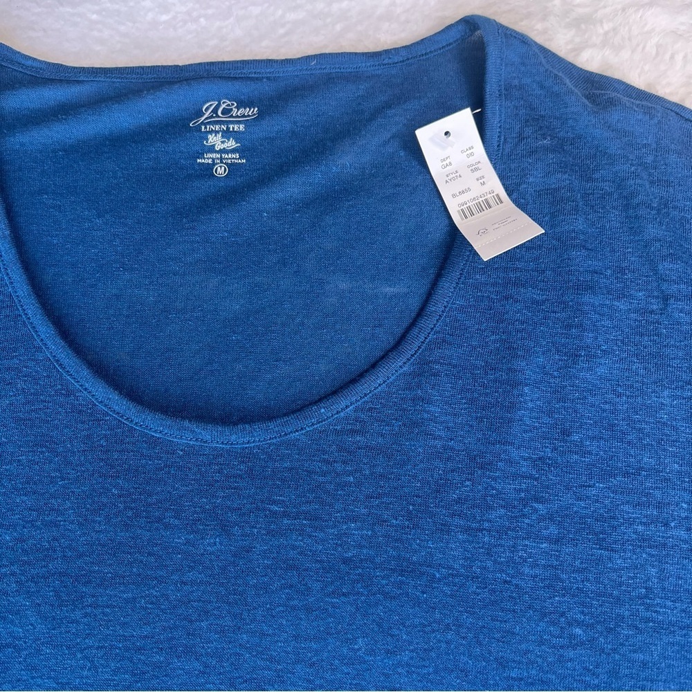 J.Crew 100% Linen Relaxed Tee Size Medium Blue Teal Color - Picture 11 of 11